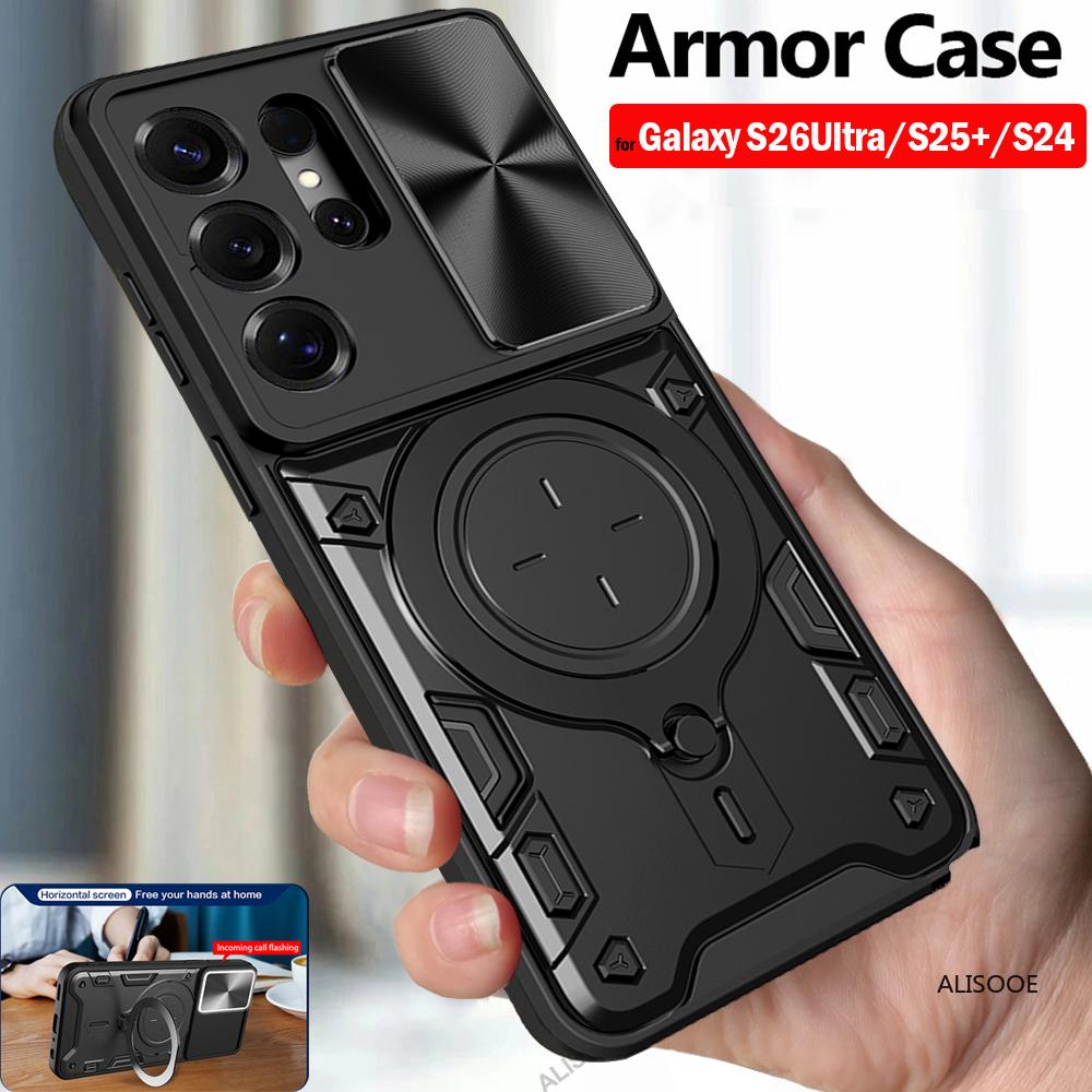Magnetic Stand Funda for Samsung Galaxy S26 Ultra S25 Plus S24 FE S23 Case Slide Camera Full Protection Back Cover Capa