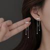 Long Bow Tassel Earrings Femininity Muse Delicate Diamond Set Double Layer Face Skinny Earrings