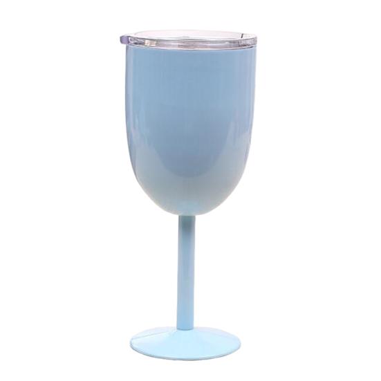 Verre à cocktail isotherme à double paroi de 28 cl, verre à pied haut avec couvercle, pour cocktails, vin, boissons froides, verre à vin en acier inoxydable