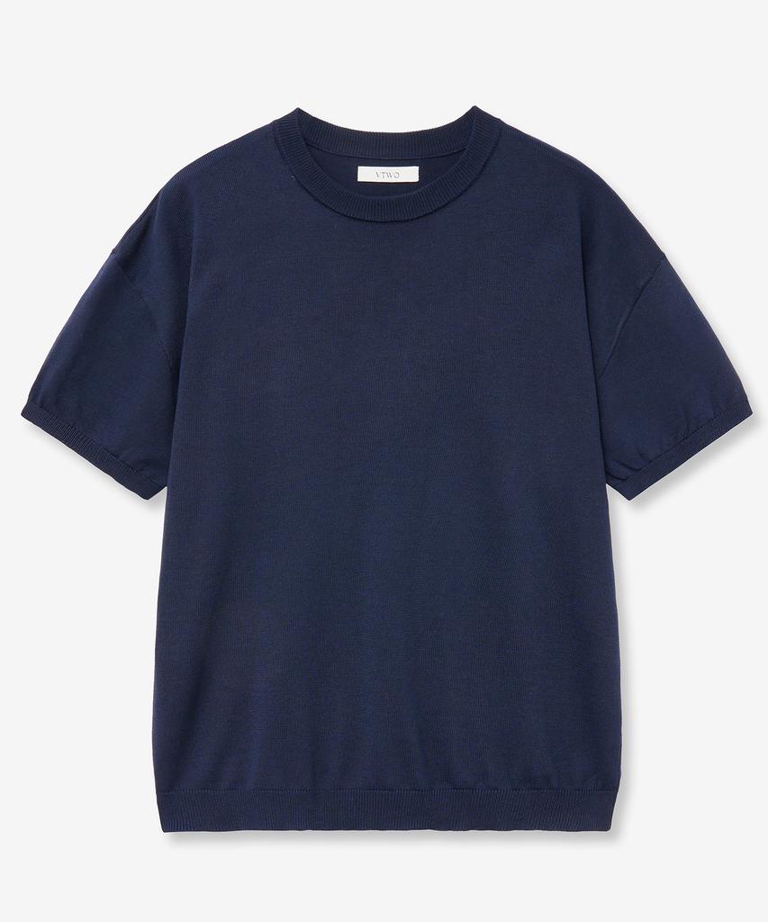 VTWO Cool Washable Round Neck Half Knit (Navy)