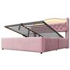 Polsterbett 140 x 200 cm, hydraulischer Stauraum, Samtbezug, LED-Kopfteilbeleuchtung, USB & USB-C-Ladefunktion, Kopfteil-Stauraum, Metallbettgestell, rosa