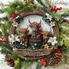 Metal Wall Art Highland Cow Lily Durable UV Proof Outdoor Garden Fence Decor