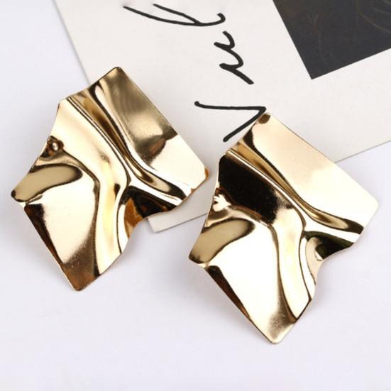 1 Pair Stud Earrings Geometric Irregular Design Metal Earrings Exaggerated Mirror Surface Drop Earrings Jewelry Gift