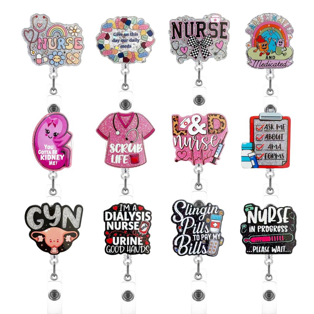 Acrylic Card Holder Lanyard Nurse Doctor Telescopic Badge Reel Chest Clip Creative Nurse Work Card Buckle Office Supplies