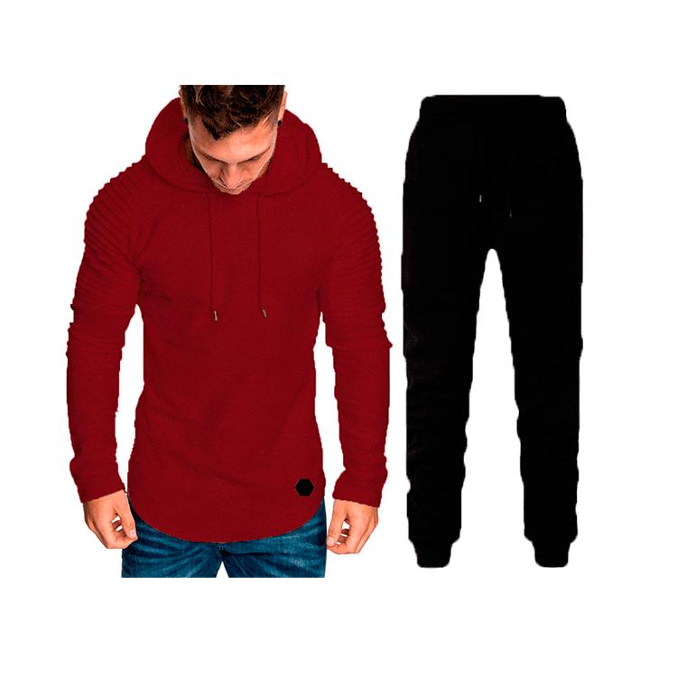2 Pieces Tracksuit Men Fashion Running Set Sweatshirt + Sweatpants Hooded Sportswear Zipper Hoodies Casual Mens Clothing