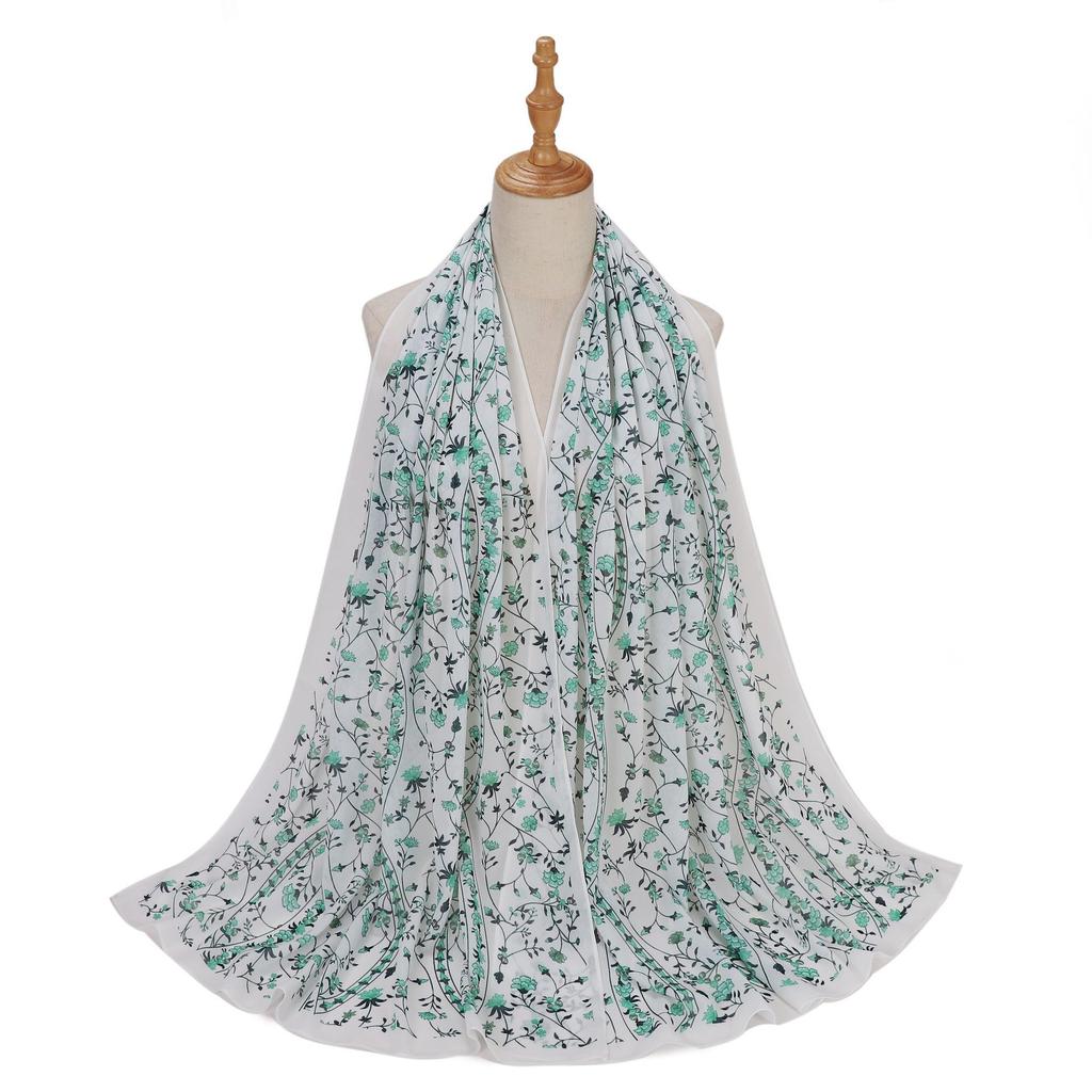 New Designs Printed Hijab Chiffon Scarfs For Women Scarves Muslim Fashion Turbans Malaysian Muslim Hijabs Wraps Ramadan Turban