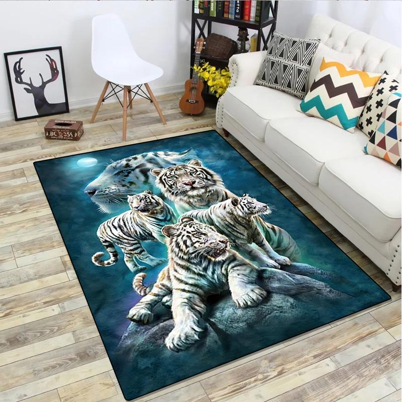 1 Stück Teppich mit Tiger- und Wolfsdruck - Heimdekoration Teppich für Wohnzimmer Schlafzimmer Bodenbelag Bereichsteppich für Computerstuhl