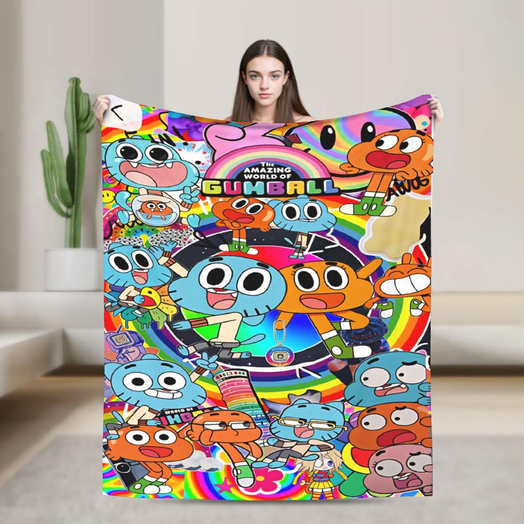 Die erstaunliche Welt von Gumball Weiche Warme Decke Camping Plüsch Überwurfdecke Ästhetisch Outdoor Flanell Bettüberwurf Sofa Bettbezug