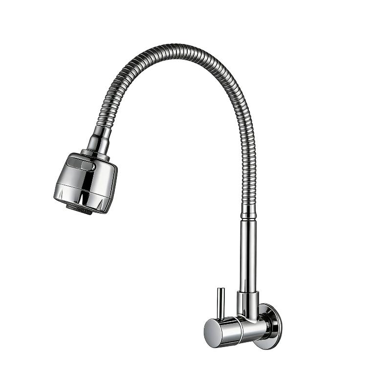 Wall Mounted Flexible Hose Faucet Cold Water 2 Modes Tap Multi Angle Rotating For Household Use