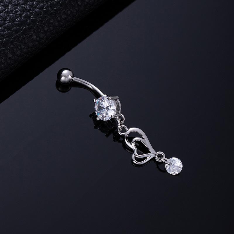 Colored Zircon Spiral Navel Nail Wind Star Moon Navel Ring Pierced Tassel Navel Buckle