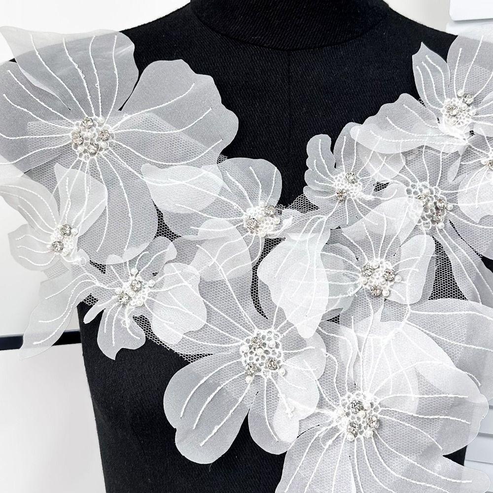 Handmade Flower Applique Lace Fabric Cloth Applique Garment Decoration Cloth Patch  Dressmaking