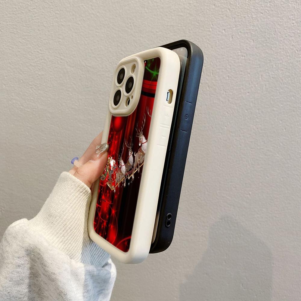 N105 Christmas Happy New Year Art Soft Angel Eyes Phone Cases for iPhone 16 15 14 13 11 Pro Max 8 7 6s Plus 12 Mini XR XS Max SE Shockproof Cover