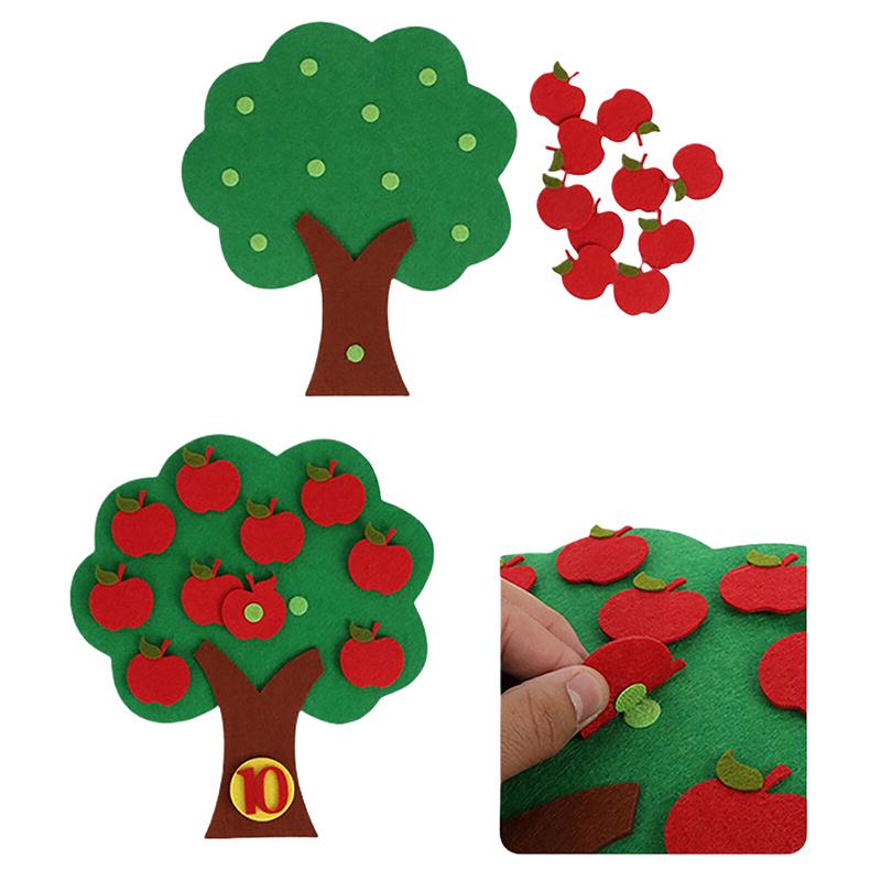 1 Set Kindergarten Color Number Fruit Cognitive Teaching Aids Available Fruit Tree Puzzle Felt Children Early Education Toys