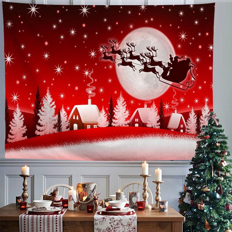 Rode kerstmis sneeuwvlokken winternachten open haard gedrukt patroon tapijt thuis woonkamer slaapkamer wanddecoratie tapijt