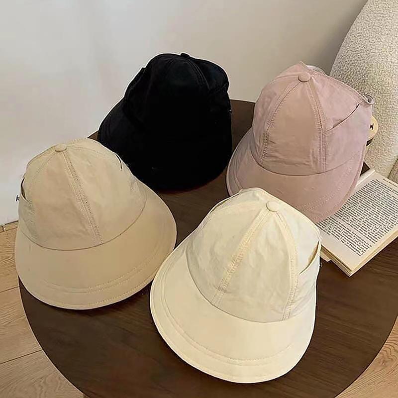 Foldable Wide Brim Ponytail Sun Hat Drawstring Adjustable Cap For Women