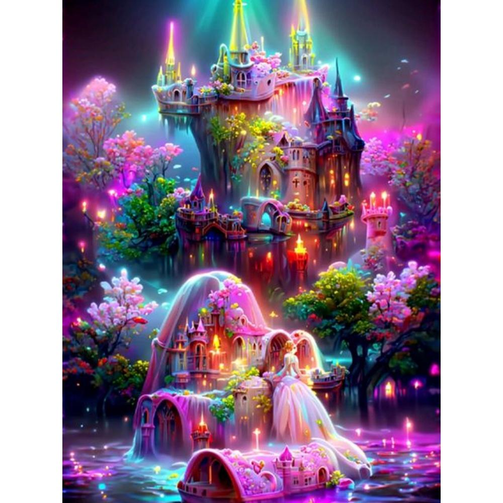 DIY diamond painting 5d beautiful animation flower castle full of diamonds cross stitch living room decorative painting