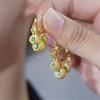 Fashion Gold Color White Green Crystal Round Hoop Earrings for Women Wedding Jewelry