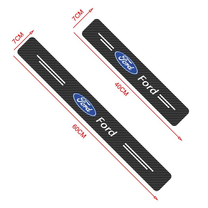 4pcs Car Door Sill Scuff Protective Stickers Carbon Fiber Auto Styling Decals For Ford Focus 2 3 MK4 Mondeo Fiesta Ecosport Kuga ZV5