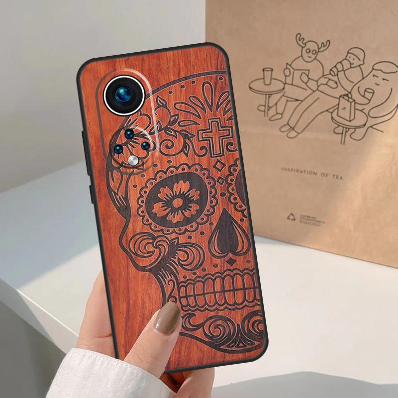Natural Bamboo Wood Animal Print Case For Honor Magic 7 6 5 Lite Cover For Honor 200 400 Pro 50 70 90 X9 X8a X8b X9a X9b X9c