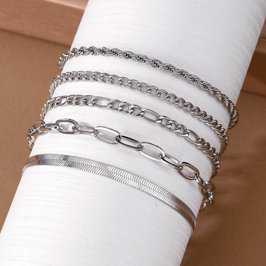Bohemian Minimalistische Meerlaagse Metalen Ketting Dames Armband Set