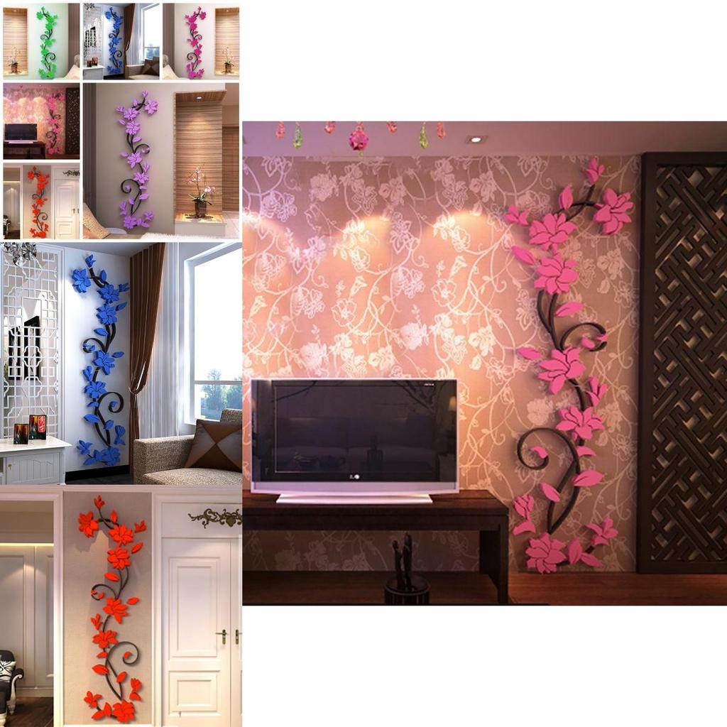 Flower 3d Decal Mirror Wall Sticker Diy Removable Art Mural Home Room Decor Gift