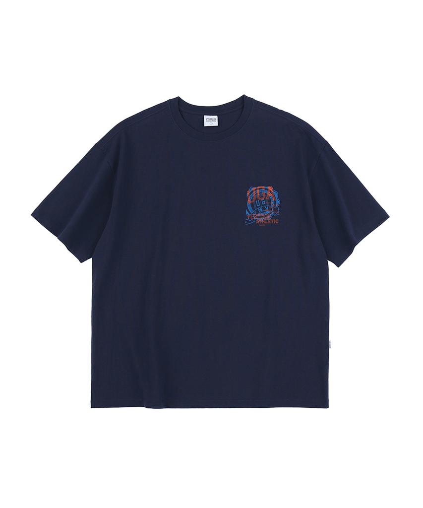 Yunibeoseugameonteu Ug Retro Two-Tone Emblem T-Shirt_Navy