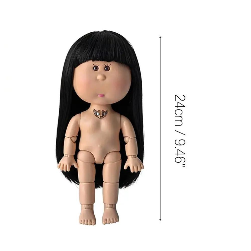 24cm Mini Potato Doll 5 Movable Joints DIY Vinyl Cute Dolls Toys Curly Hair 14cm Bean Eye Vinyl Doll Dark Skin Dress Up Doll Toy