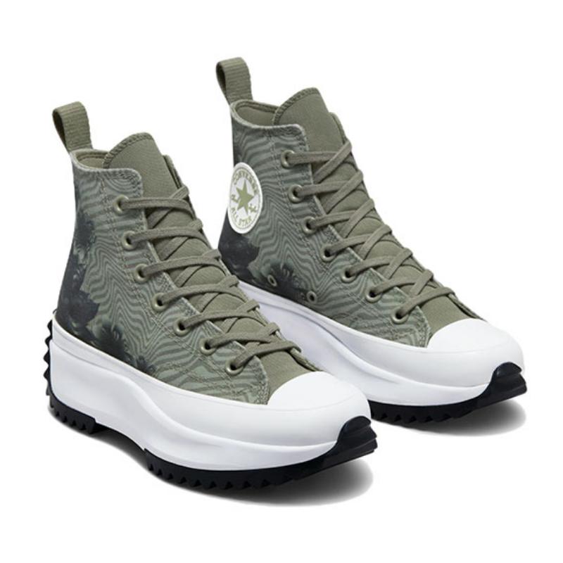 Converse Run Star Hike Platform Casual Abrasion Resistant High Top Espadrilles Unisex Green