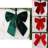 Christmas Velvet Bow Garland With Glitter For Holiday Tree Decor