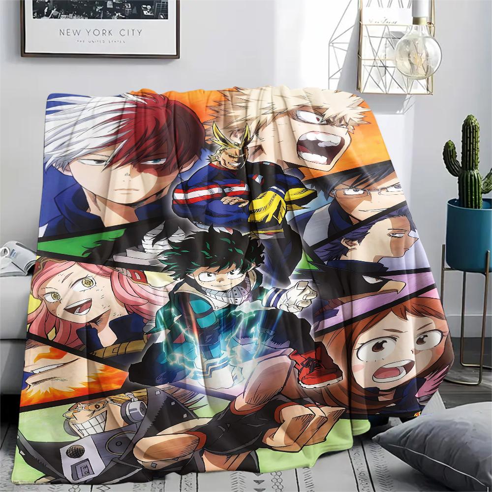 1Pc My Hero Academia Print Flannel Blanket, High quality Comfortable for All Seasons, Home Decor, Warmth and Comfort, Perfect for Christmas Gifts