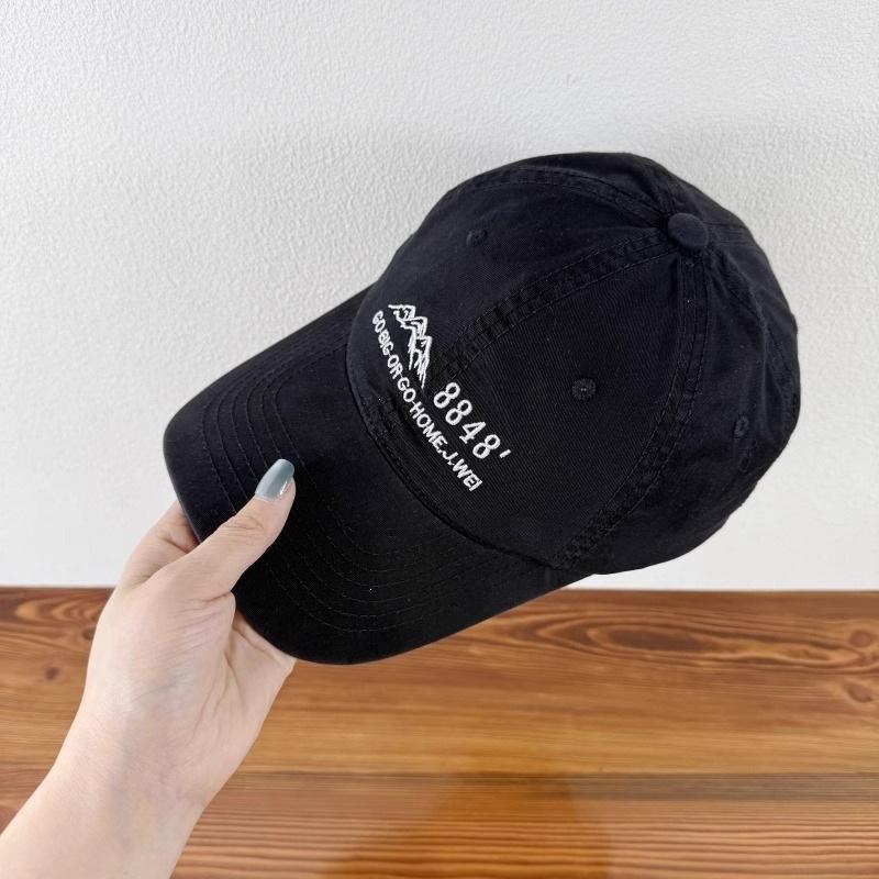 Show face retro small niche hat brim men's and women's soft top peaked cap korean hat curved cotton washed baseball