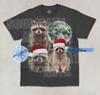 Three Raccoons Christmas T- Shirt Xmas Moon Feral Animal Graphic Unisex Shirt