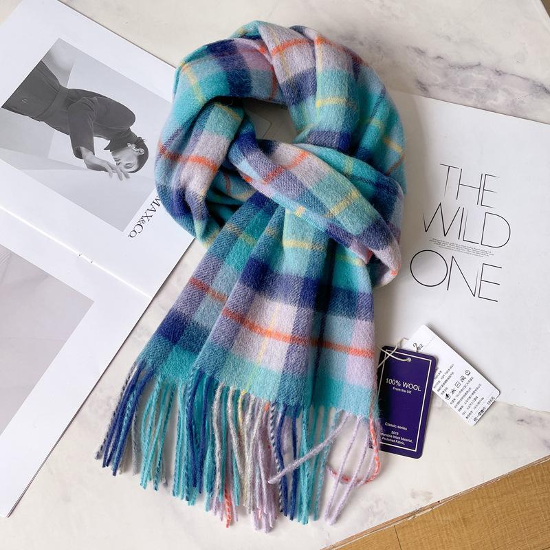 Classic 100 Wool Plaid Red Scarf for Men and Women, Warm Autumn and Winter Cashmere Scarf