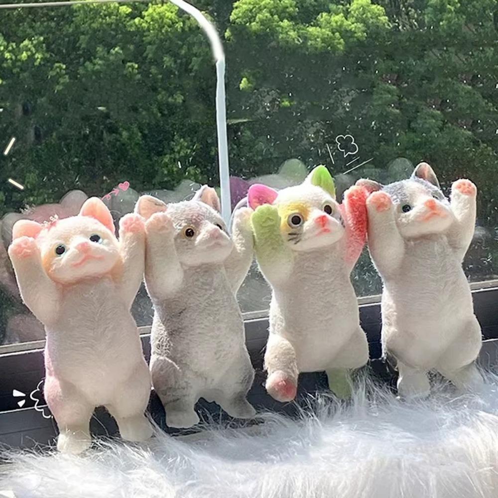 Squishy Cute Flocking Cat Stress Relief Toy, Extra Large Sensory Fidget Toys for Kids Adults Anxiety Relaxation, Squeeze Gift