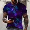 Starry Sky 3D Digital Printing Trendy Men's T-shirts Street Fashion Personalized Loose Casual Round Neck Short Sleeve T-shirt