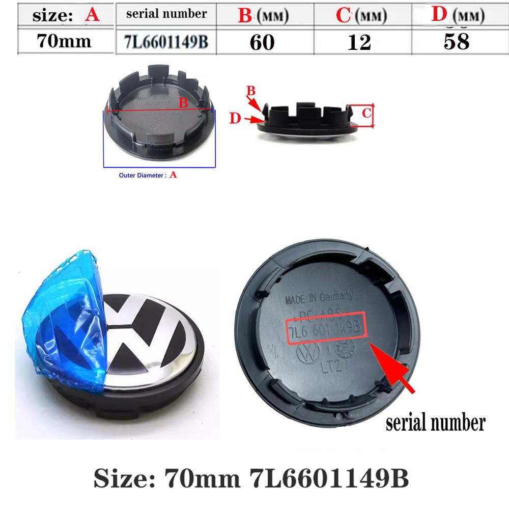 4pcs 55mm 56mm 65mm 70mm Car Styling Wheel Center Cap Hub Covers Badge Accessories For VW Volkswagen 3B7601171 1J0601171 CWV1