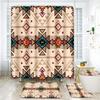 ArtSocket African Boho Retro Bathroom Set with Shower Curtain and Rugs Accessory, Traditional Rhombus Summer Colorful Abstract Shower Curtain for