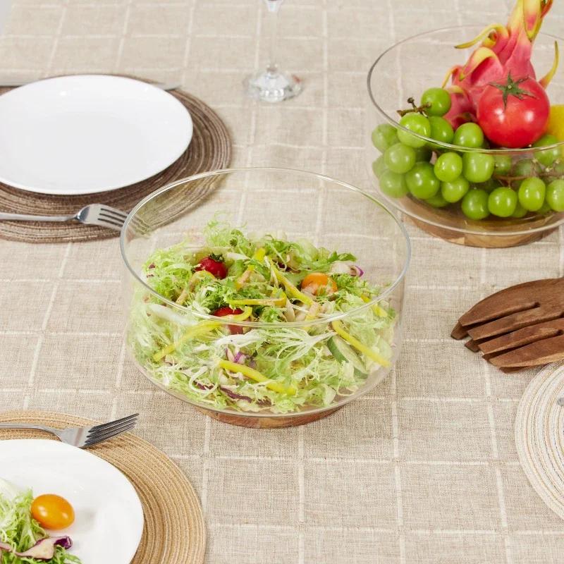 Tigela Grande Criativa de Frutas de Vidro Base de Madeira Tigelas de Armazenamento de Lanches Pipoca Nozes Casa Natal Recipiente de Armazenamento