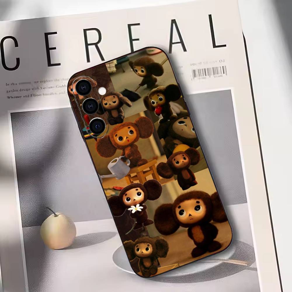 Cartoon C-cheburashka Phone Case Black Silicone Soft For Samsung Galaxy A73,A72,A71,A70,A53,A52,A51