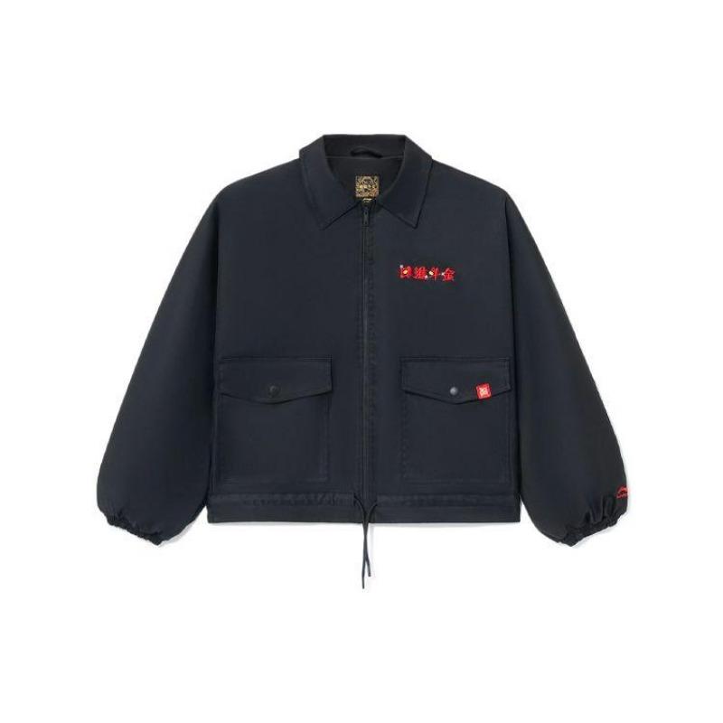 Li-Ning Loose Fleece-Lined Collar Jacket Women Jackets Black AFDS092-1
