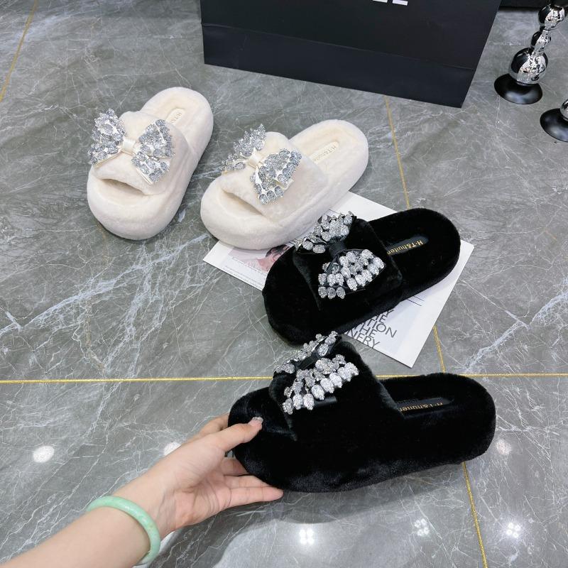 Fashion Women's Cotton Slippers 2024 New Fashion Comfortable Autumn and Winter Bow Thick Sole Shoes Zapatillas De Algodón Para Mujer