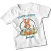 Personalised Kids White Cotton Tshirt Boys Easter Bunny With Eggs And Name