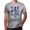 Men’s Vintage Tee Shirt Graphic T Shirt Say Yes To Hockey Grey Marl