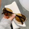 2PCS Korean Vintage Metal Oval Frames Women's Sunglasses Men's Compact Frames UV Resistant Eyeglasses Outdoor Sunshade Eyeglasses