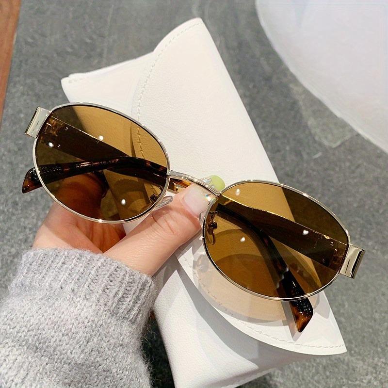 2PCS Korean Vintage Metal Oval Frames Women's Sunglasses Men's Compact Frames UV Resistant Eyeglasses Outdoor Sunshade Eyeglasses