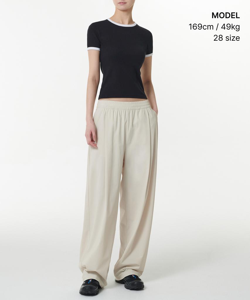 MUSINSA STANDARD WOMAN Women'S Cooling Deep Tuck Wide Elastic Waist Pants [Cream]