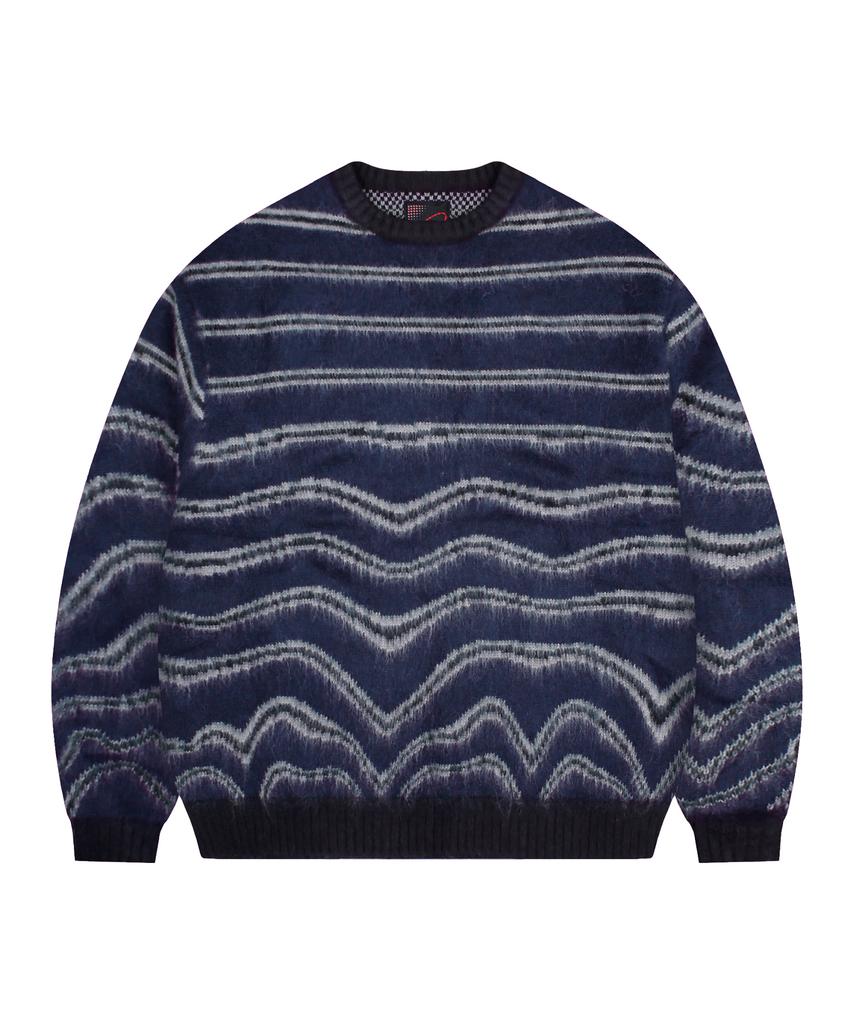 GLACK Gnt030 Seismic Stripe Knit (Navy)