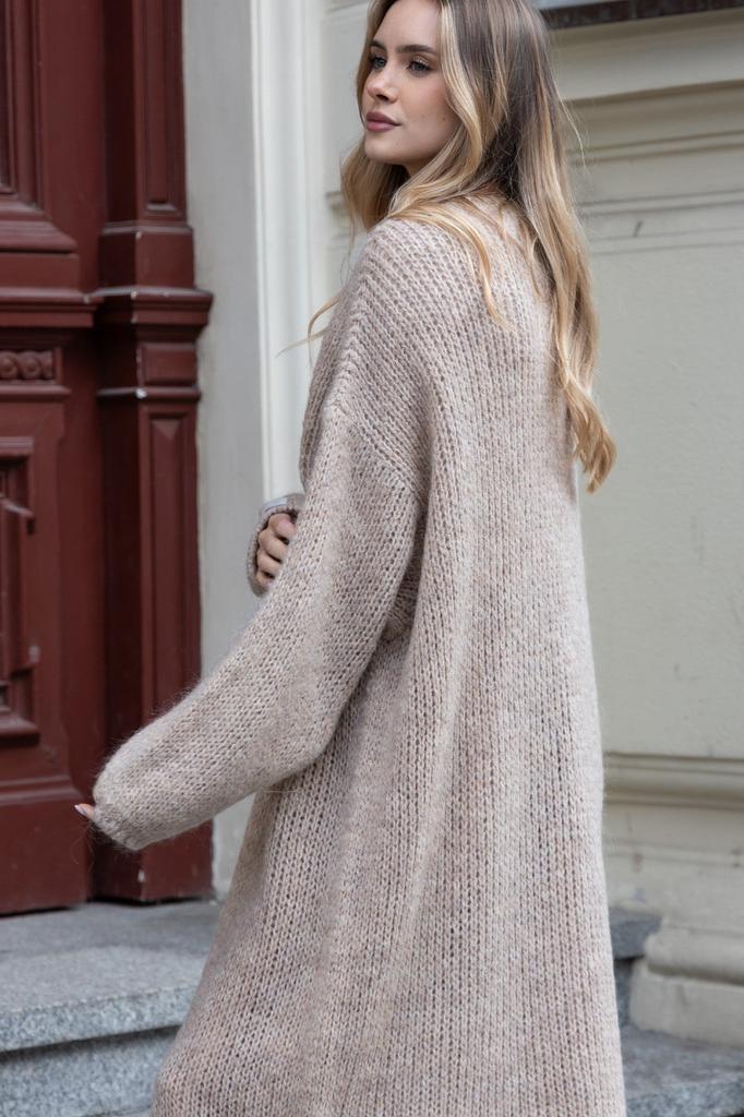 Long Mocha Wool Cardigan