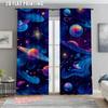 2pc    Window Drapes Outer Space Durable Polyester  Without Electricity Holiday Decorations Perfect for Carnival Decor