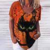 Μπλουζάκι Γυναικείο 3d Fashion Cat Print V λαιμόκοψη κοντό μανίκι Βασικά μπλουζάκια Streetwear Καλοκαιρινό casual υπερμεγέθη γυναικεία ρούχα 5XL